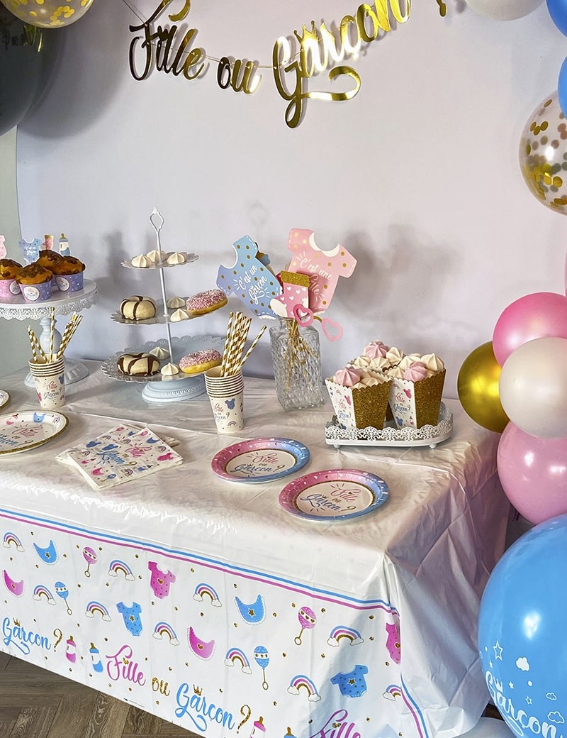 Kit ballon révélateur et déco gender reveal Triangle Déco